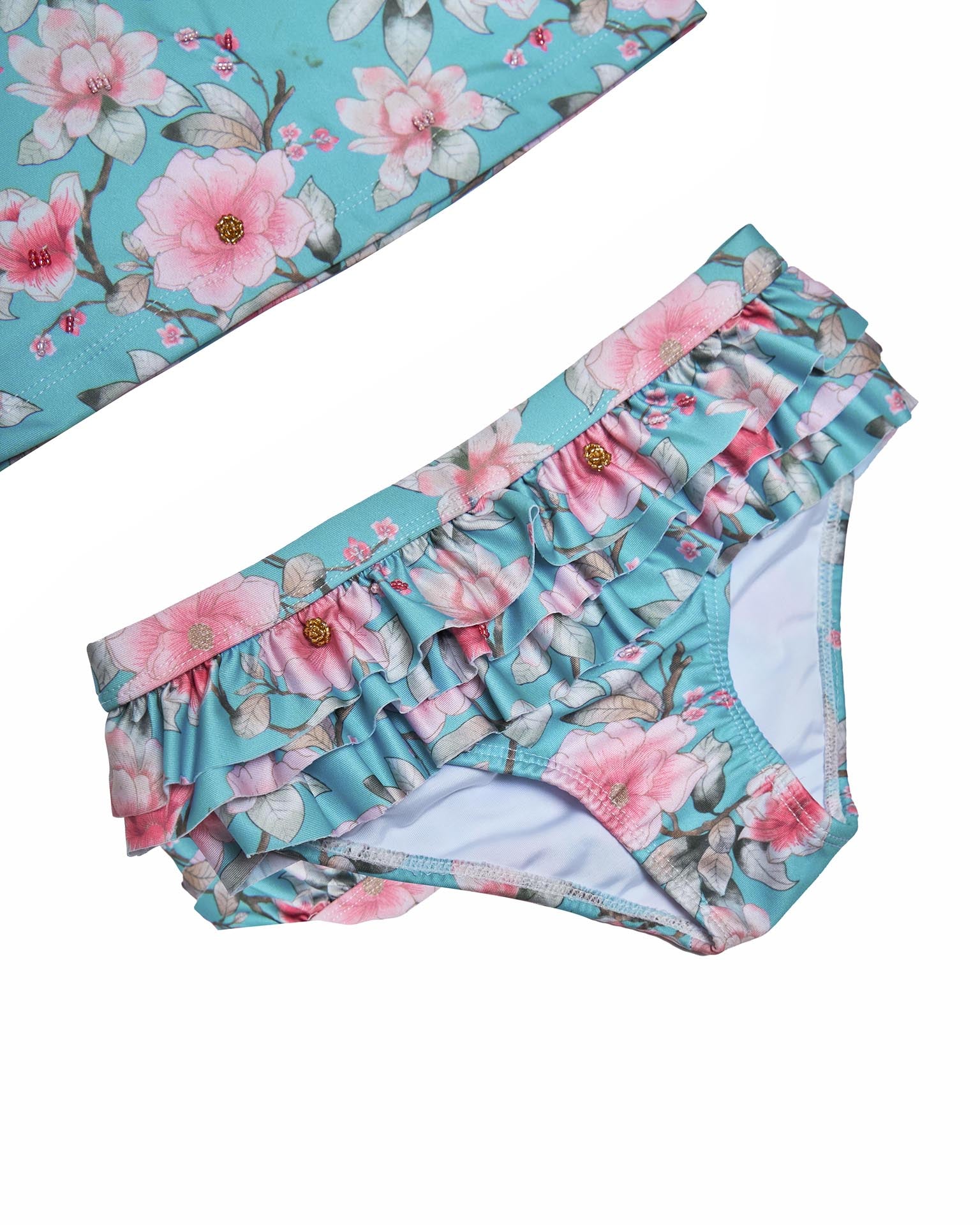 Girls 2-Piece Rashie Set – Long Sleeve & Frill Bottoms (Meadowlight) - Image 3