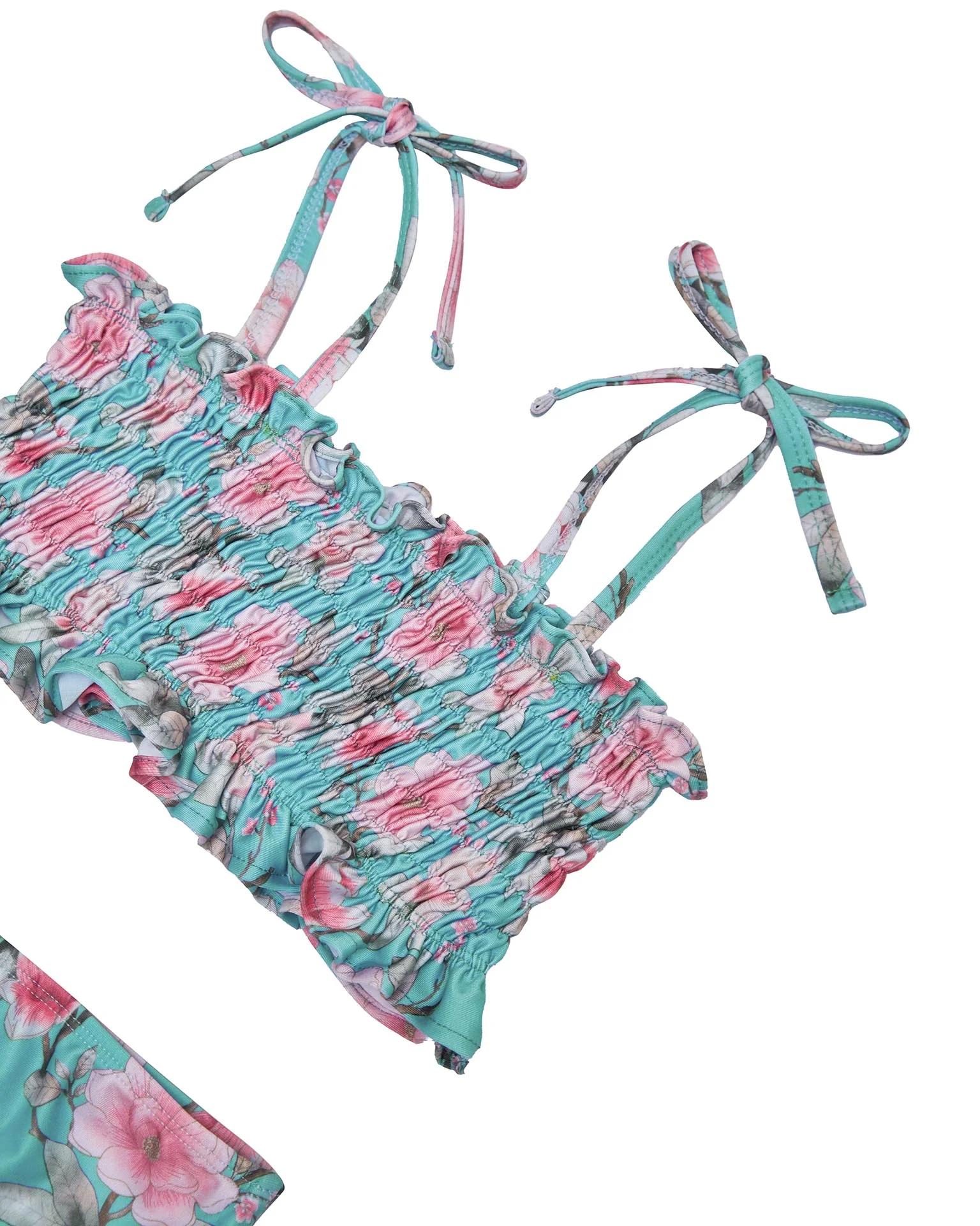 Girls Ruched Bikini Set – Adjustable Straps & High-Waisted Bottoms (Meadowlight) - Image 5