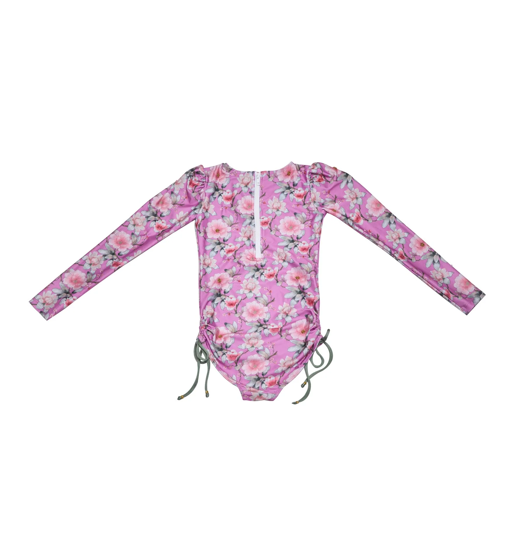 Long Sleeve One Piece Swimsuit with Side Ties - Image 3