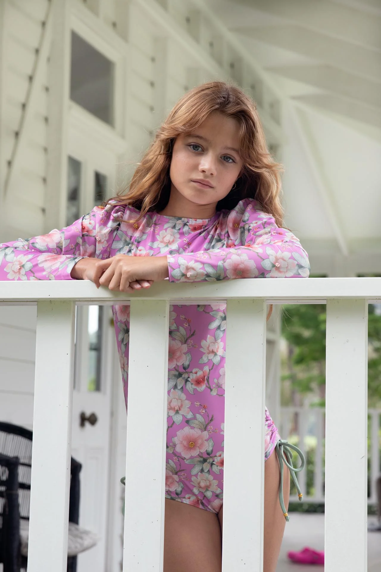 Long Sleeve One Piece Swimsuit with Side Ties - Image 4