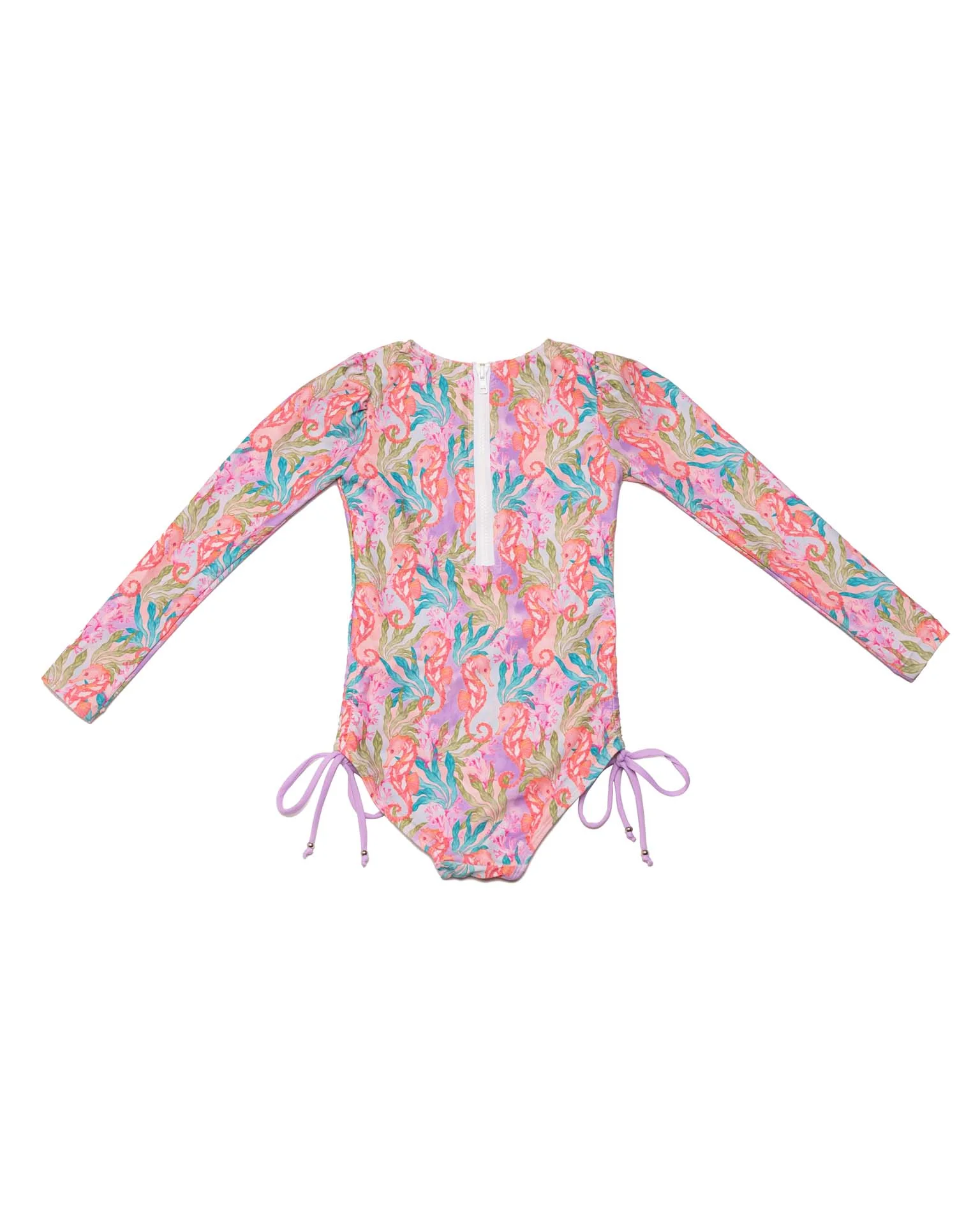 Long Sleeve One Piece Swimsuit with Side Ties - Image 4