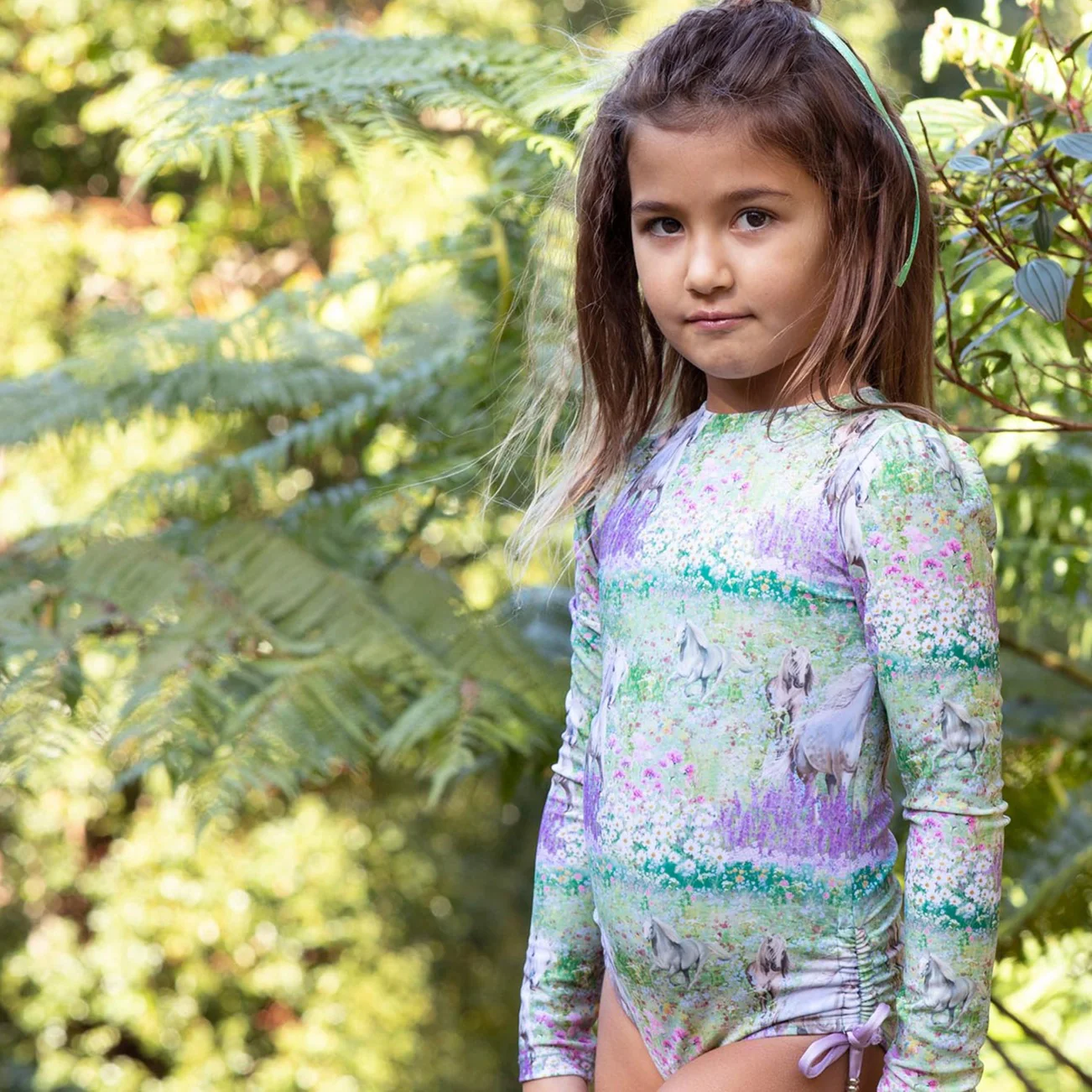 Long Sleeve One Piece Swimsuit with Side Ties - Image 2