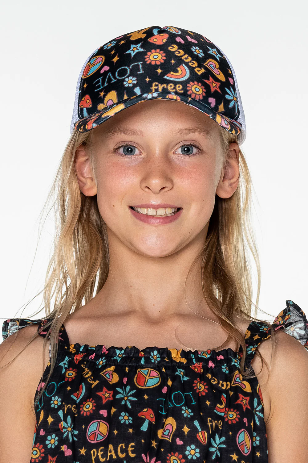 Peace, Love & Happiness Mesh Cap (Lola)