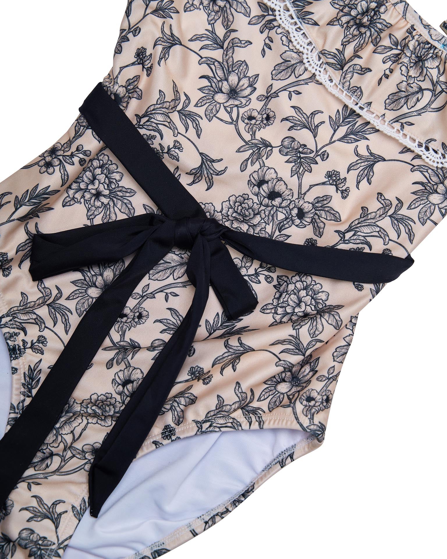 Girls One Shoulder One Piece – Ruffle Trim & Belt (Eden) - Image 5